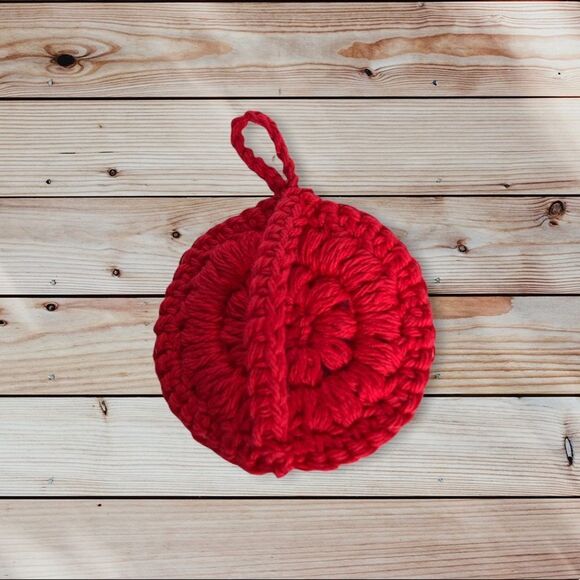 Hand Crafted Crochet Puff Face Scrubby’s 4 Pack Hook Handle Red white pink gold - Picture 5 of 16